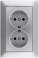 Entac Arnold Recessed wall socket 2x earthed Silver