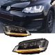 Μπροστινά Φανάρια Set Για Vw Golf VII (7) 12-17 U-Type DRL & Led Φλας Dynamic R-Line Look Μαύρα Bi-Led Projector Με Μοτέρ Carner (CAR0031361)