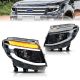 Μπροστινά Φανάρια Set Για Ford Ranger T6 2012-2015 DRL Dynamic Μαύρα Full Led Με Μοτέρ (CAR0031383)