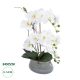 GloboStar® Artificial Garden WHITE ORCHID 21120 Διακοσμητικό Φυτό Λευκή Ορχιδέα Υ43cm