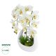 GloboStar® Artificial Garden WHITE ORCHID 21128 Διακοσμητικό Φυτό Λευκή Ορχιδέα Υ39cm